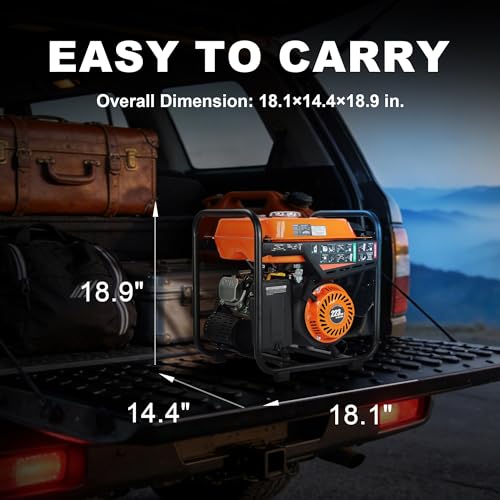 Image of GENMAX 4000W Portable Open Frame Inverter Generator, 223cc Engine, with 30A RV Outlet, Clean Power (<5% THD) for Camping, Home & Jobsite Backup, Eco-Mode, Low Oil Shutdown, USB-C & USB-A Ports