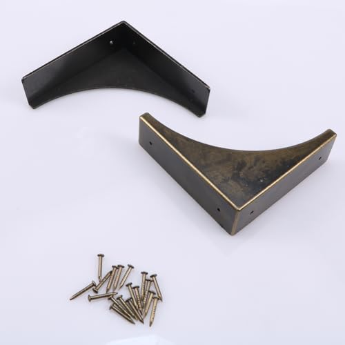 Image of 4-Pack 2.5 inch Metal Corner Protectors - Decorative & Protective Guards for Table & Cabinet Corners, Wooden Furniture Safety Solution (Bronze)
