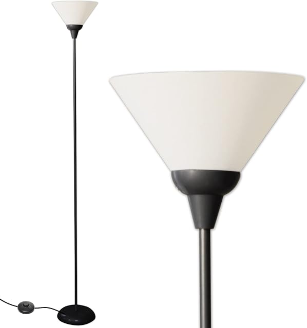 Floor Lamp by Light Accents - UK Specifications - Mary Floor Lamp for Living Rooms - Standing lamp - Pole Light - Torchiere Floor Lamp - Bedroom Floor Lamp - Black
