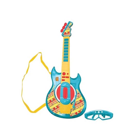 Lexibook, GRU, Mi Villano Favorito, Guitarra electrónica Minions con micrófono y Gafas para Cantar con Estilo, 2 Modos de Juego, Melodías de demostración, Efectos de luz, Amarillo/Azul, K260DES
