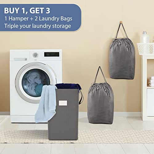 Mcleanpin 210L Laundry Hamper With Washable Laundry Bags, Dirty Clothes Hamper Baby Nursery, Foldable Laundry Hamper Dorm Laundry Basket For College,Grey #TOP1