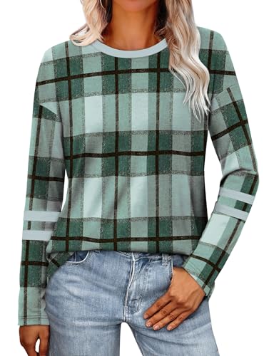 Image of Sampeel Long Sleeve Shirts for Women Color Block Casual Tops Fall Outfits 2026 Basic Tees Trendy Spring Clothes