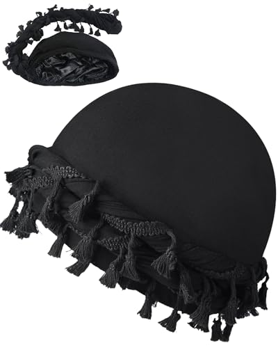 Image of Satin Lined Halo Turban for Men Women Vintage Head Wraps Beanies Sleep Cap Turban Durag for Locs Dreadlocks
