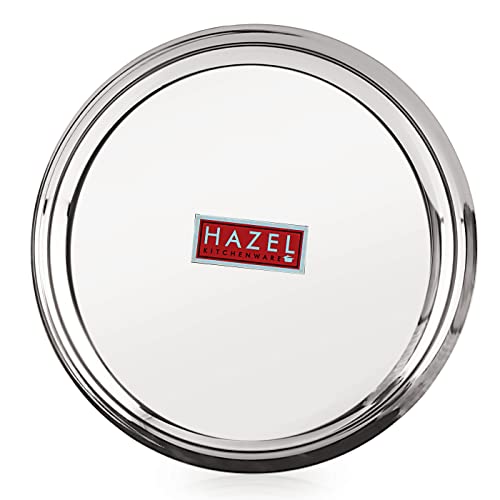 Image of HAZEL Steel Plates for Lunch |Plates Set Steel for Dinner | Steel Dinner Plates Set, 26.8 cm