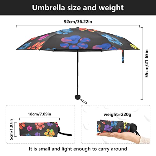 Mrmian Rainbow Dog Paw Print Animal Folding Umbrella For Rain Sun Travel Mini Lightweight Compact Umbrellas #TOP2