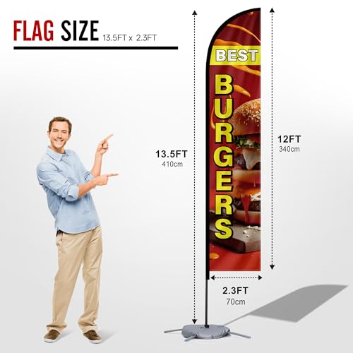Image of MASTERCANOPY 12FT Tall Burgers Feather Flag Pole Kit Red