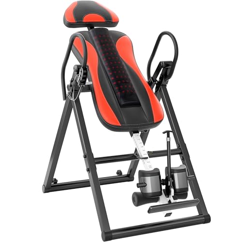 YOLEO ITX360 Inversion Table for Back Pain 2025 Foldable Inversion Table w/ Removable Lumbar Pad, Reversible Ankle Holders, Easy Assembly (Black)