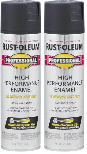 Image of Rust-Oleum 7578838 Professional High Performance Enamel Spray Paint, 15 Oz, Flat Black (Pack of 2)