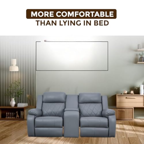 Image of Solis Royale Leatherette Manual 2 Seater Recliner Sofa Chair | Center Console and Cup Holder | Comfortable Lounge Sofa Chair for Living Room, Bedroom, Office, Home (RELAXYARD-Grey)