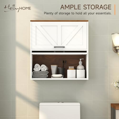 HollyHOME Farmhouse Bathroom Wall Cabinet, Wall-Mounted Storage - Image 5