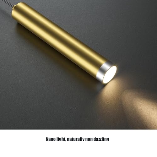 Lámpara colgante LED regulable L150cm dorada con control remoto para comedores 7