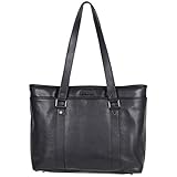 Kenneth Cole Reaction Women's Downtown Darling Leather Single Compartment 16' Laptop Tote, Black