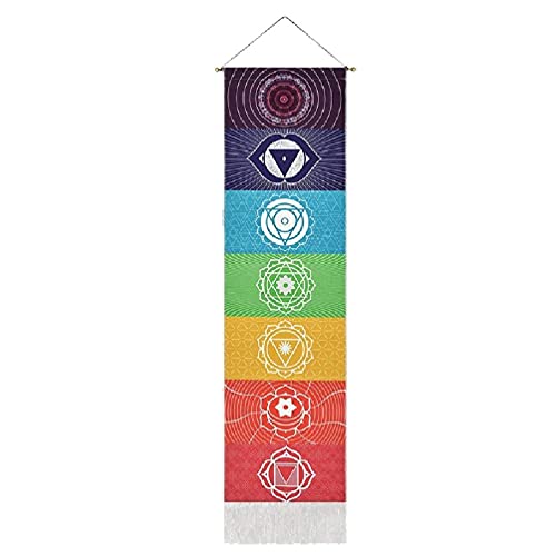 buleerouy Arazzo con 7 chakra, mandala, yoga, meditazione, poster, decorazione da parete, arte con 7 chakra, arazzo da appendere alla parete