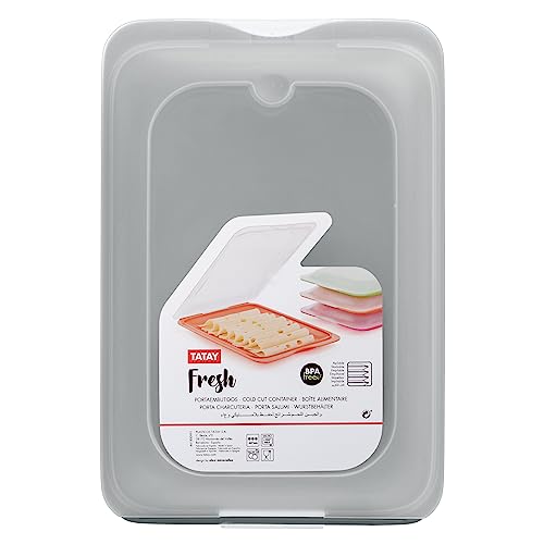 Miniatura 4 de Tatay Porta Embutidos Fresh Set De 3 Estándar Tupper Embutido Nevera Tapa Extraíble, Apilable Apto Congelador, Microondas Y Lavavajillas Libre De Bpa, 17 X 3,2 X 25,2 Cm, Color Gris