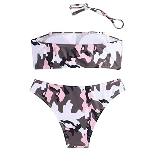High Waisted Swimsuits For Women Women Swimsuits Set Suit Beach Swimming Print Swimwear Bikini Two Piece Swimwears Pink #TOP1
