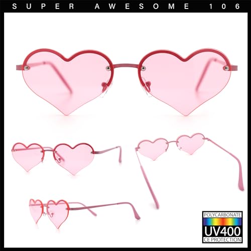 Womens Hippie Bubbly Heart Shape Half Rim Metal Retro Sunglasses2