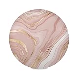Qilmy Rose Gold Marble Round Placemats Non-Slip Washable Polyester Table Mats Set of 4 Heat Resistant Placemats for Kitchen Dining Table Decoration