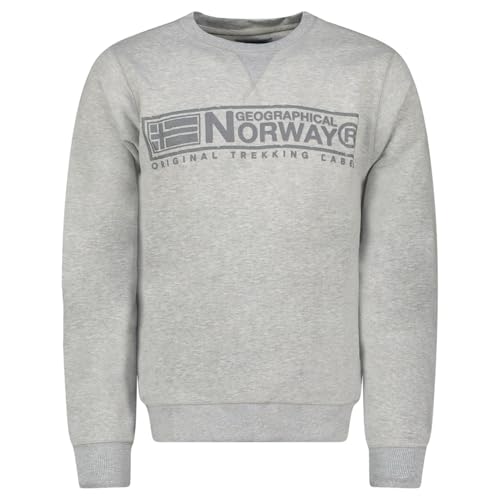 Geographical Norway- Sudadera SIN Capucha de Hombre de Manga Larga Modelo GANTOINE- Color Gris Talla XXL