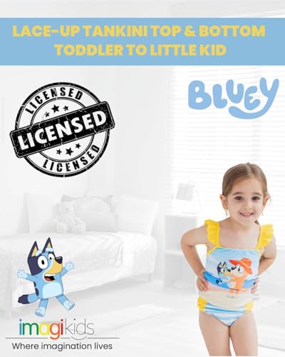 Bluey Girls UPF 50+ Tankini Top and Bikini Bottom Swim Set Toddler to Big Kid Sizes (2T - 10-12)4