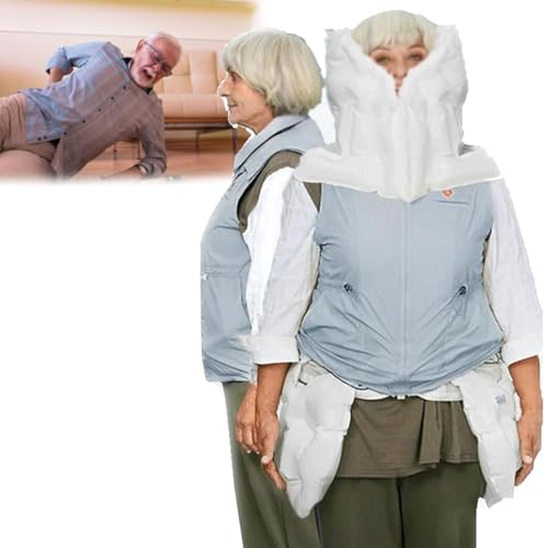 Oiyekntd Anti-Fall Airb-ag Vest for The Elderly Air-Bag Jacket for Elderly Airb-ag Triggers in 0.08 Seconds with APP To View Exercise Data for Outdoor Use Epileptic or Blind Person Blue(Ms)-L