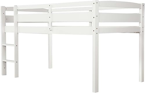 Miniatura 6 de GERDIOEB Cama baja tipo loft, cama baja de madera tamaño individual, base de cama baja con barandillas y escalera para niños, niñas, adolescentes,