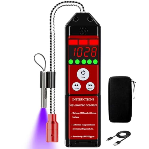 Aprvtio WJL-6000PRO Refrigerant Leak Detector, Gas Leak Detector with Dual Detection Modes PPM &%LEL, AC Freon Leak Detector Kit for Auto AC Repair, R134a R12 R22 R410A CFCs HCFCs HFCs HFOs HCs