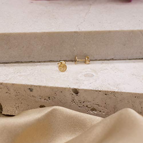 Boucles d'oreilles Yin Yang or jaune 9 carats pour femme en puce 5mm - 3