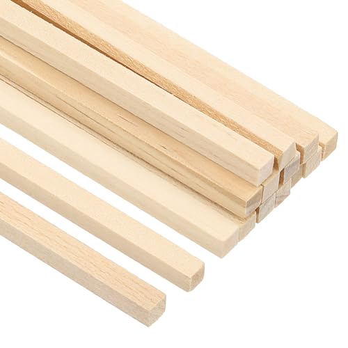 PATIKIL 3/16' Dübel Stangen Holz Stäbchen 15Stk 12' Lang Quadratisch Holz Dübel Unbearbeitete Hartholz Stäbchen für Bastel Heimwerkerbedarf