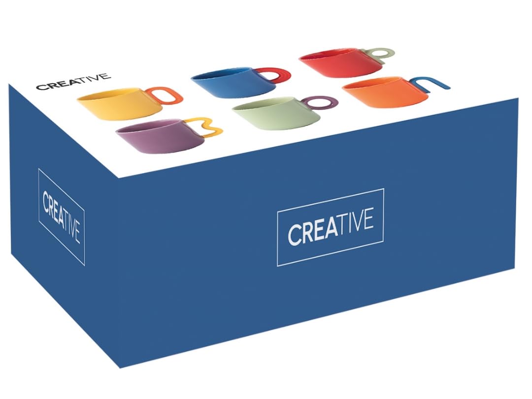 Easy Life - Juego de 6 tazas de café (10 cl, de porcelana creativa colorida)