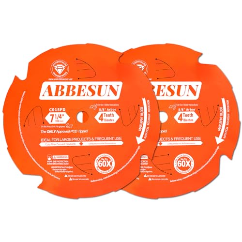 2 Pack 7-1/4 Inch 4T PCD Tipped Hardie Blade Fiber Cement Circular Saw Blade with 5/8'' DMK Arbor, for Diablo 7-1/4'' Circular Saw Blade D0704DH, Polycrystalline Diamond Tipped, for Laminate Flooring
