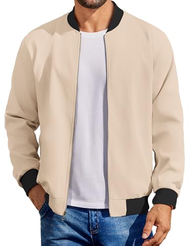 Image of COOFANDY Mens Light Cotton Bomber Jacket Flight Casual Softshell Varisty