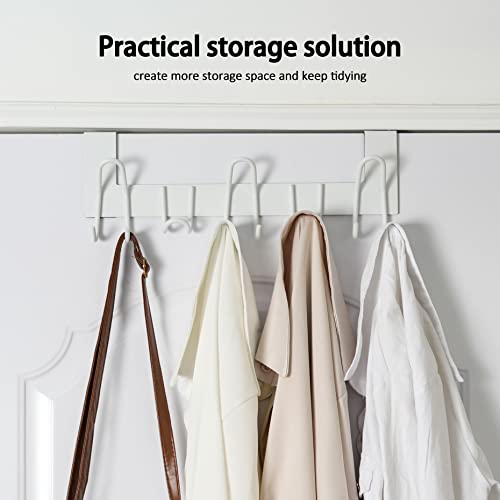 SKOLOO Over The Door Hooks, for Doors up to 1-3/4'' Thickness, Metal Door Hanger with 11 Hooks - Image 2