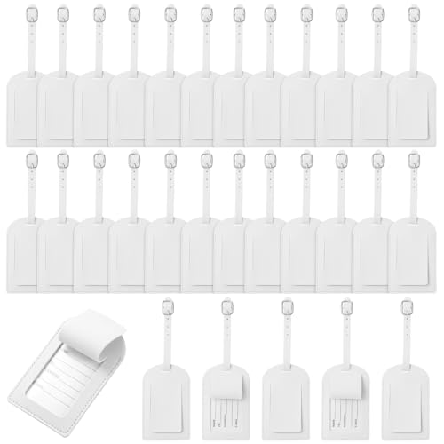 30 Pieces Leather Luggage Tag Women Identifiers Travel Suitcase Tags for Luggage Travel Backpack Bag Wedding Favors Women Men Adults Bulk ﻿