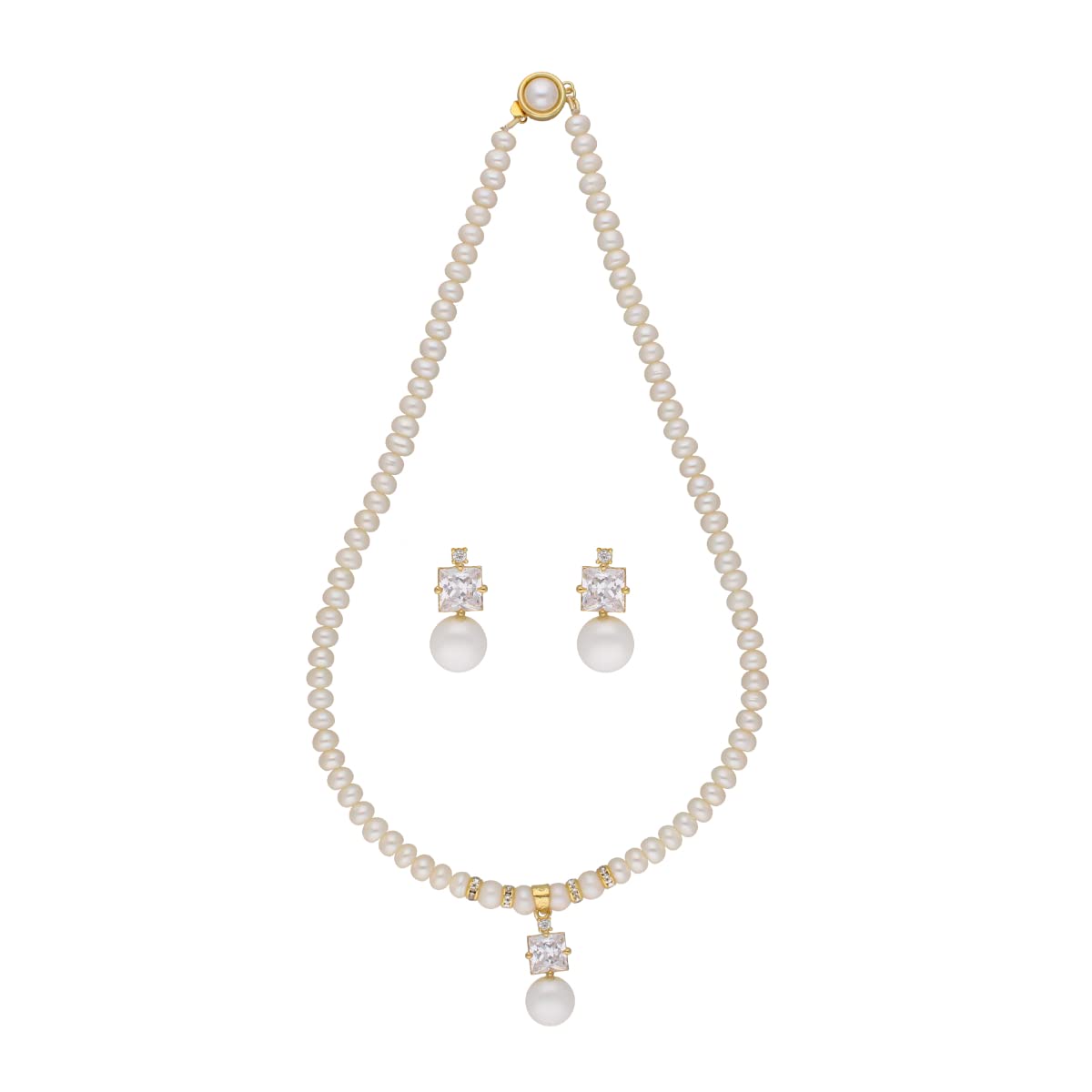 Sri Jagdamba Pearls Dealer Fresh Water White Pearl Pendant Necklace set | Necklace to Gift Women & Girls| With Pearls Certificate of Authenticity (B0BGCBRSJC) Amazon Price History, Amazon Price Tracker