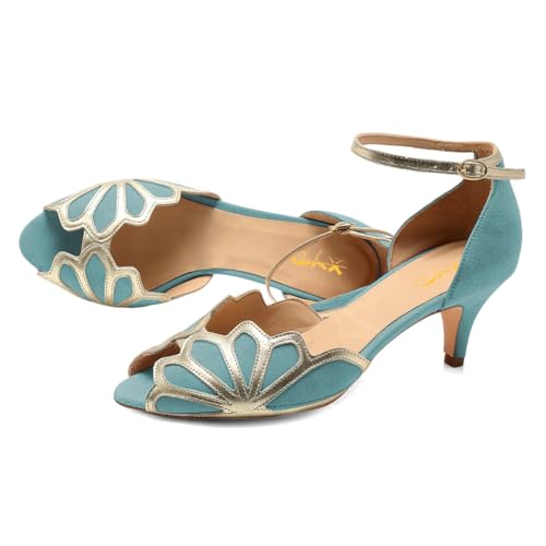 XYD Women Dance Ballroom Latin Jazz Sandals Kitten Heels Peep Toe Ankle Strap Butterfly Bridal Evening Fancy Pumps Shoes4