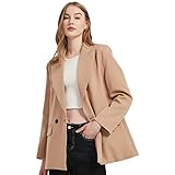RZIV Women's Casual Long Sleeve Lapel Oversized Button Work Office Blazer Suit Jacket Camel
