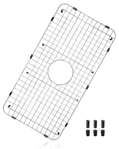 Sink Bottom Grid 25-1/8' x 12-7/8', Centered Drain with Corner Radius 1-1/2', Sinks Grid Stainless Steel Sink Protector