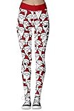 Roevite Christmas Leggings for Women Soft Brushed Multi Santa Holiday Tights BKJD002 L/XL