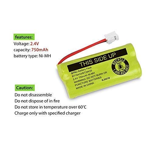 Qtkj BT18433_750MAH Bt184342 Bt284342 Bt18433 Bt28433 Bt-1011 Bt-8300 Cordless Phone Battery For At&T Cl80109 Cl81109 Vtech Cs6209 Cs6219 Cs6229 Ds6301 Ds6151 Ds6101 Bt-1018 Bt-1022 Uniden Dcx400 Handset  thumb #6