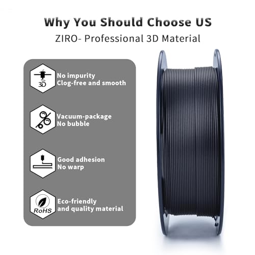 ZIRO PLA Kohlefaser 1.75mm 3D Drucker Filament, Carbon Fiber PLA 1.75mm 0.8kg Spule - Schwarz – Bild 3
