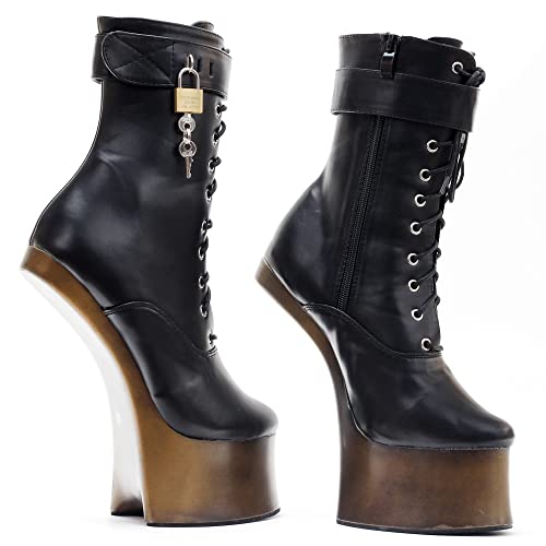 JiaLuoWei Women Ankle Boots, 7inch High Heel New Fancy Pony Play Boot Fetish Ankle Platform Boots3
