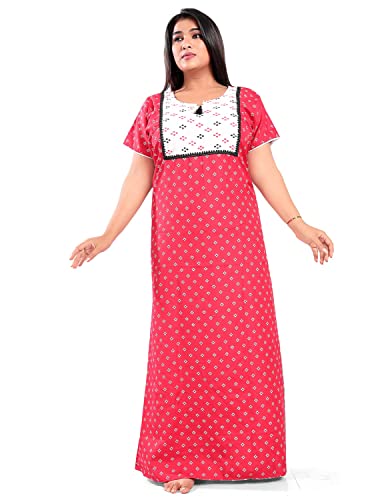 Image of Fabme Women's Cotton Plus Size Night Dress Nighty