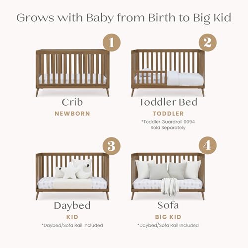 Image of Delta Children Essex 4-in-1 Baby Crib & Mattress, Chestnut