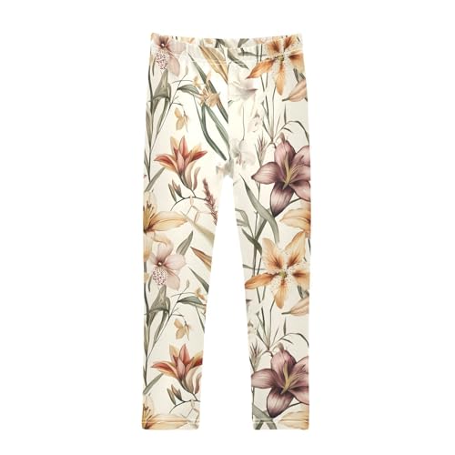 Girls' Leggings Vintage Lilies Flower Kids Yoga Tights Pants 1 Pack 20861015