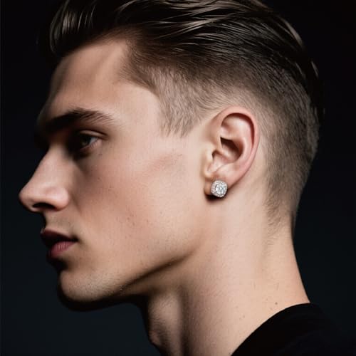 Moissanite Square Halo Stud Earrings 0.5-2CT D Color VVS1 Clarity Lab-Created 18K Gold Plated 925 Sterling Silver Hypoallergenic Earrings for Women Men Wedding Valentine’s Studs2