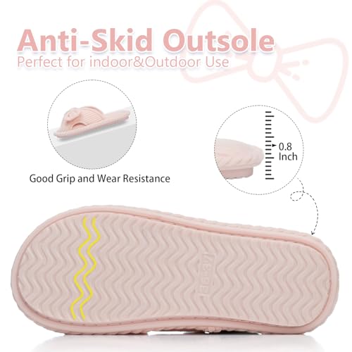 Image of GOEWY Cute Slippers for Women Indoor and Outdoor Cozy Soft Bow Open Toe Womens Slippers with Memory Foam Anti-Skid Sole Slides Spa Birthday Gifts for Women Mom Her Ladies Bridesmaid