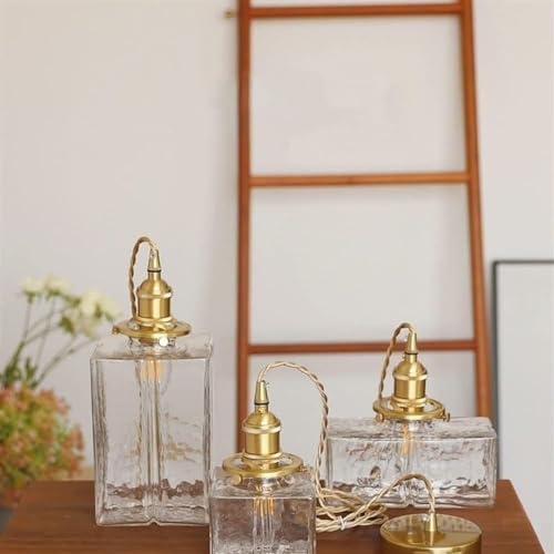 Lustre carré bouteille suspendu avec verre martelé d'exception E27 - 7