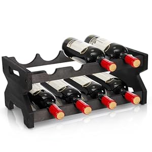 2-Tier Wine Rack, 8 Bottles Wood Countertop Wine Storage Shelf, Tabletop Freestanding Wine Organizer, Space Saving Wine Display Stand, Wine Holder for Cabinet, Pantry, Bar, Kitchen, Cellar