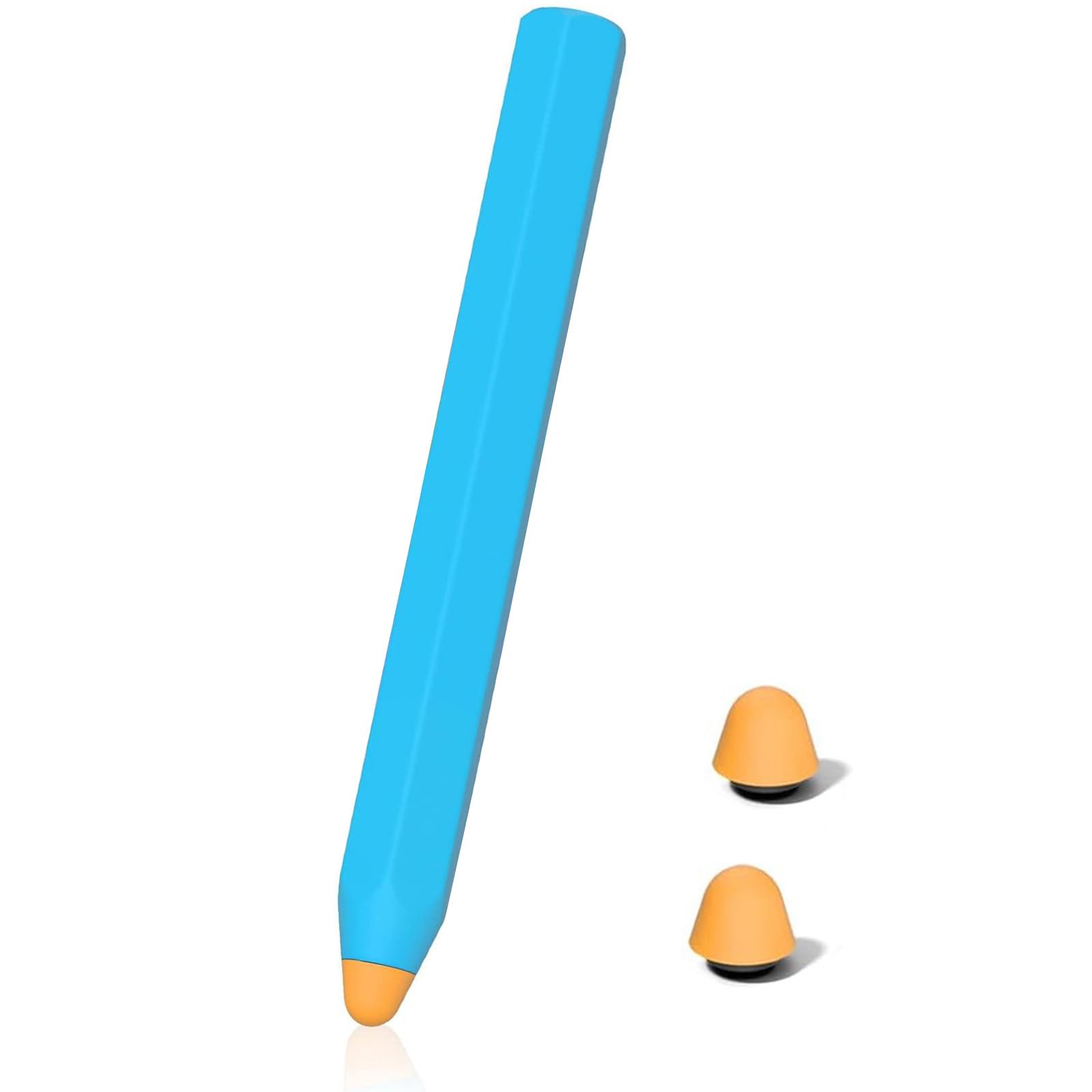 Stylus Pen for Kids, Hexagonal Pencil Shape, Stylus Pen for Tablets, Smartphones, Dual Silicone Interchangeable Tip, Easy Grip, No Charging, Tablet Learning and Practice with 2 Replacement Silica Gel-image-3