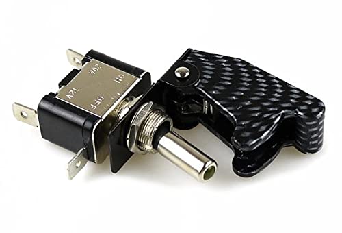 Car Boat Truck Illuminated Led Toggle Switch with Safety Aircraft Flip Up Cover Guard Yellow 12V20A Carbon Cover